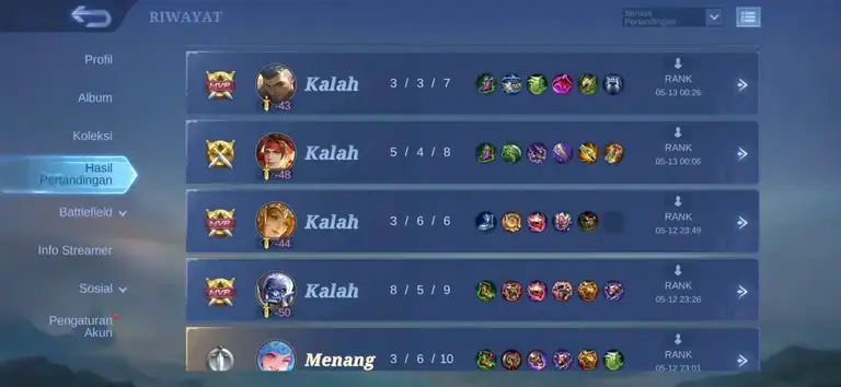 Lose streak 1