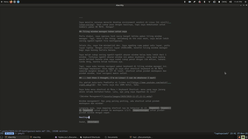 Pindah-pindah workspace dan windows